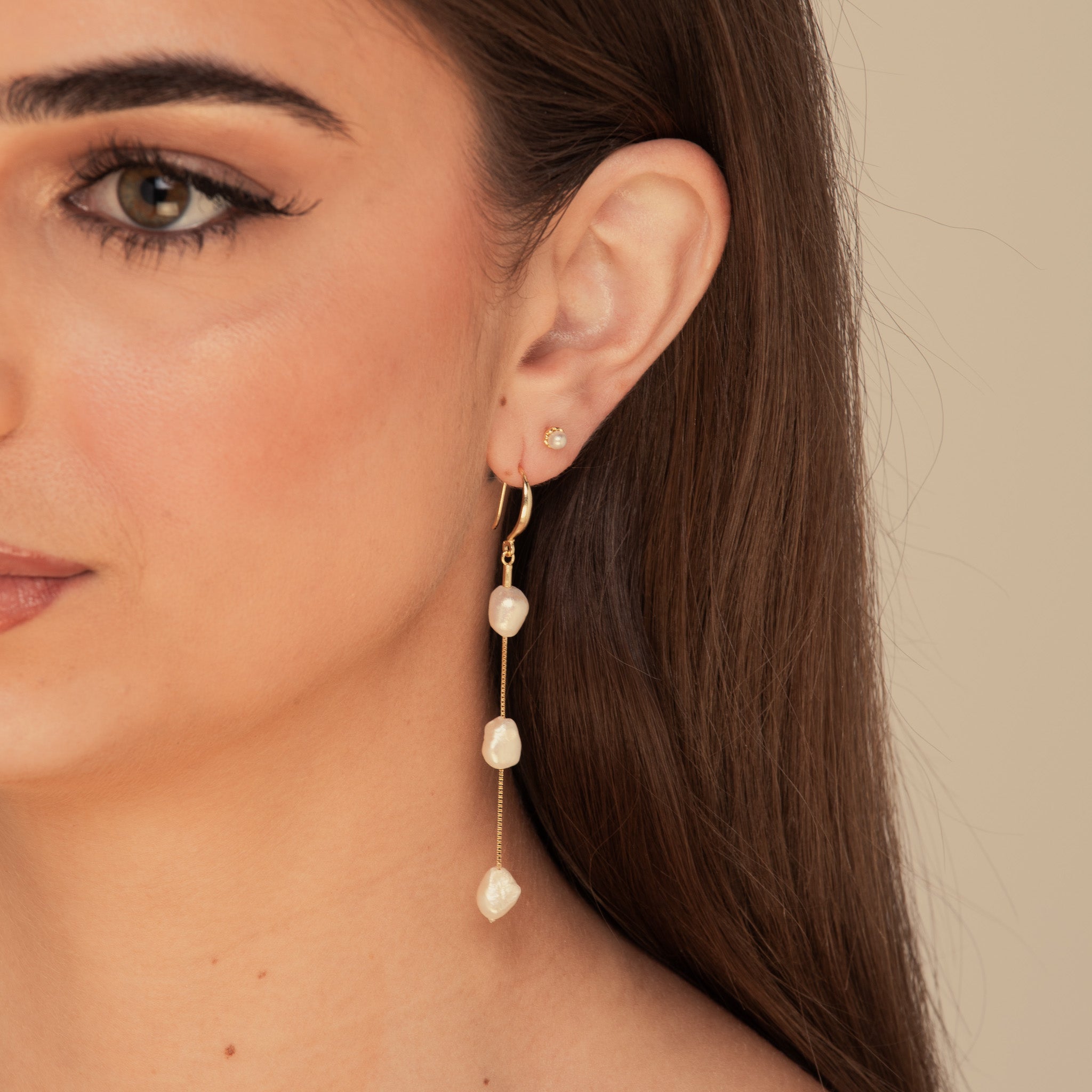 Baroque Pearl Drop Earrings Gold