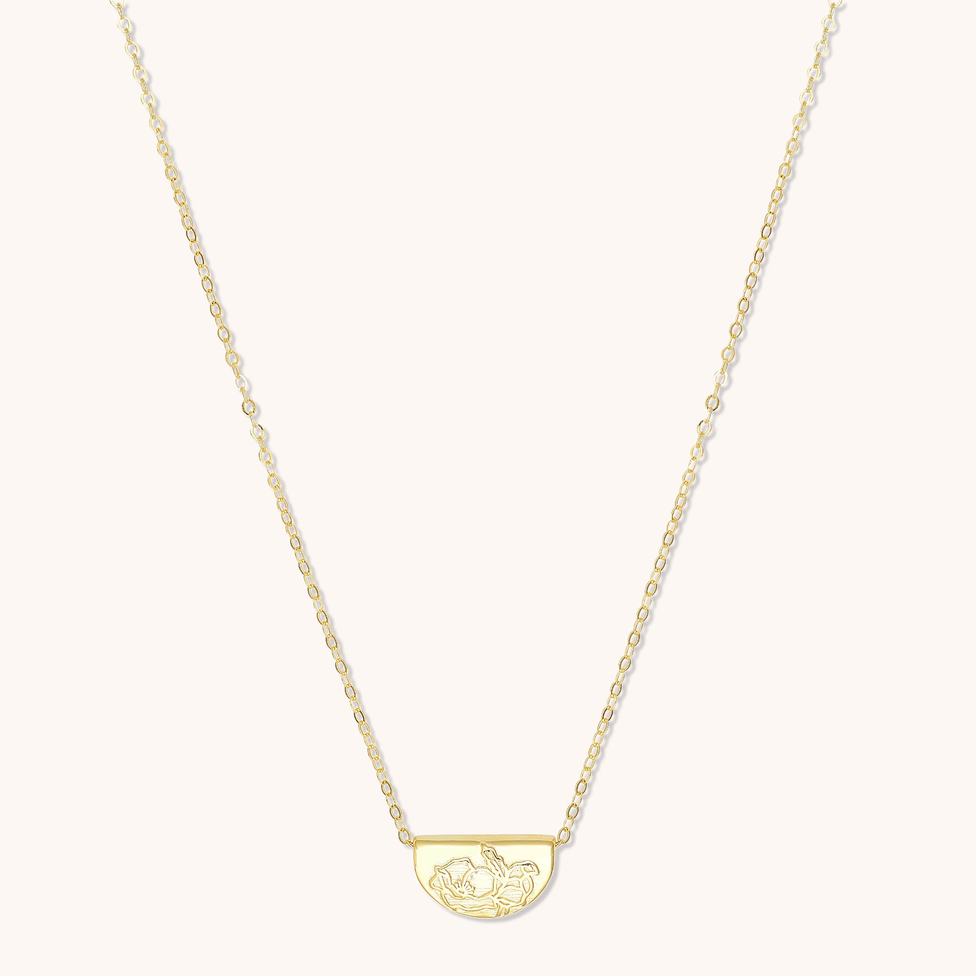 Birth Flower Necklace August (Poppy) Gold