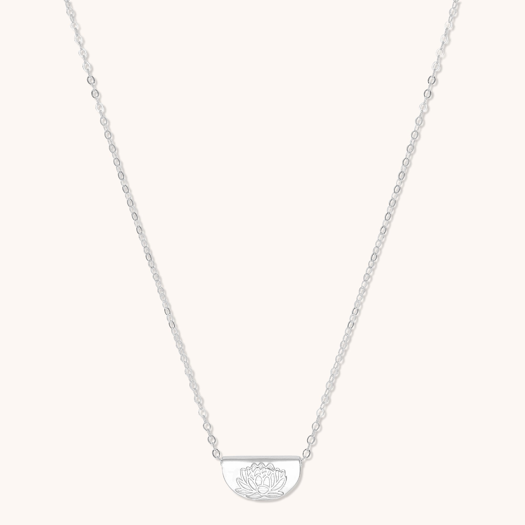 Birth Flower Necklace July (Lotus) Silver