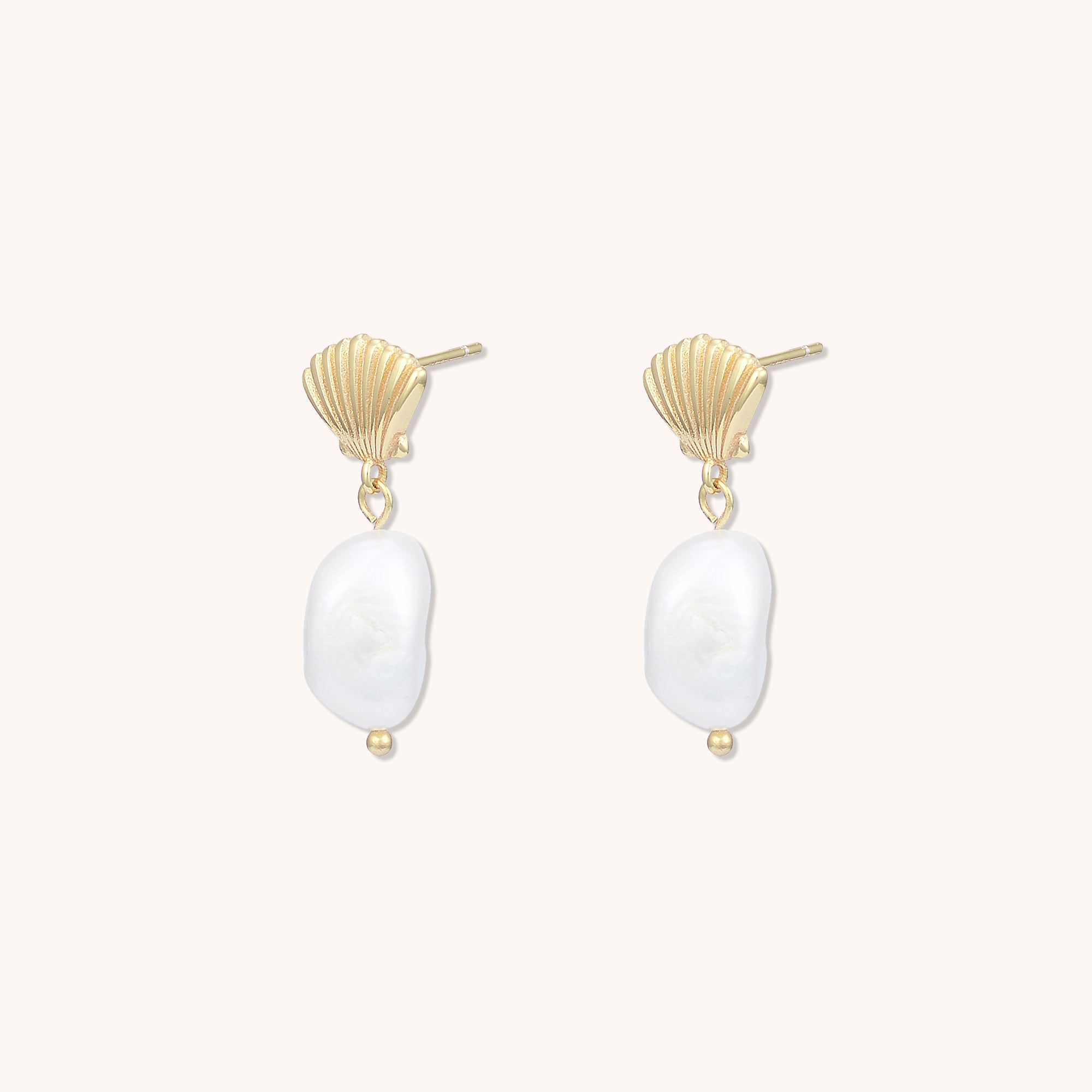 Mariner Pearl Drop Shell Earrings Gold