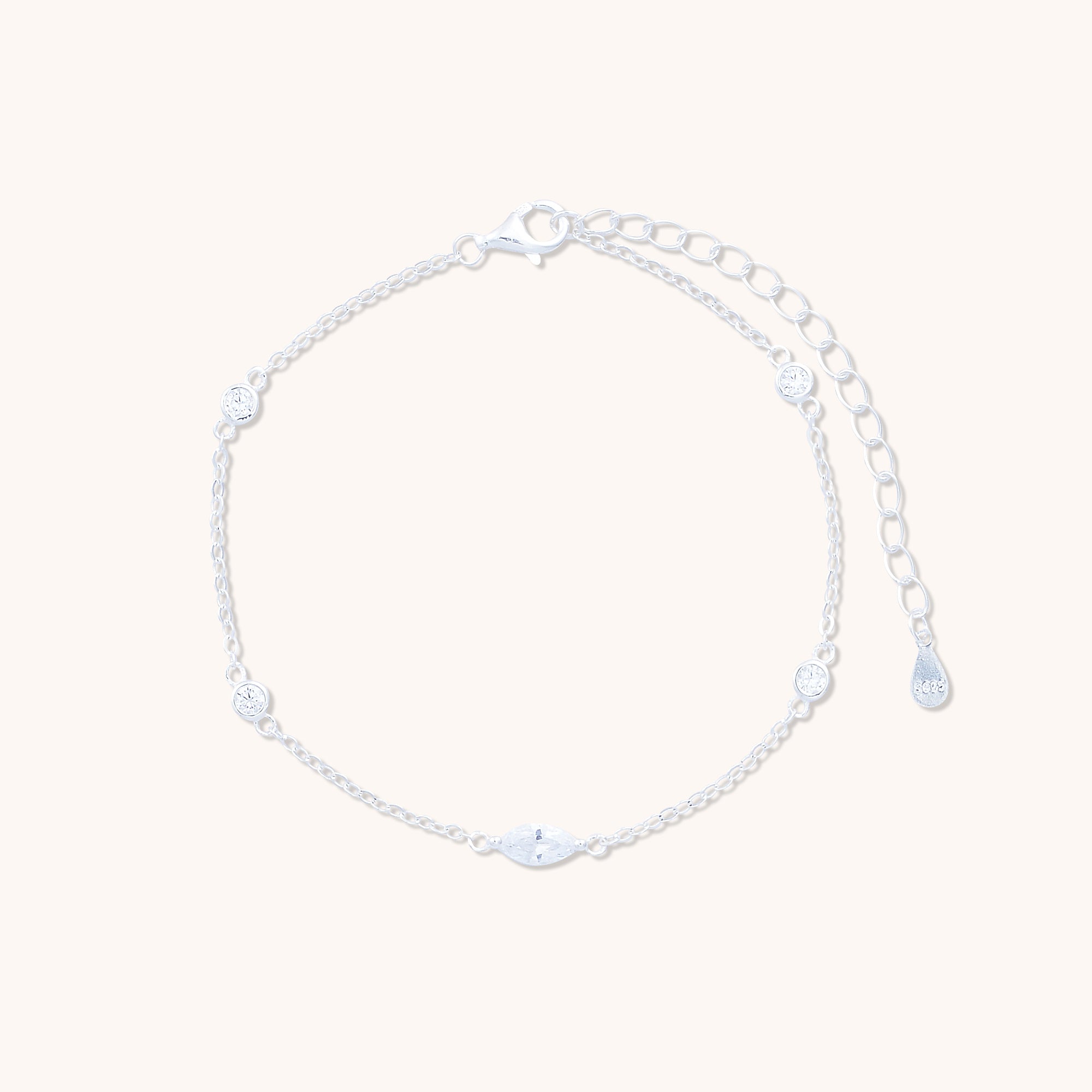 Marquise Station Bracelet Silver