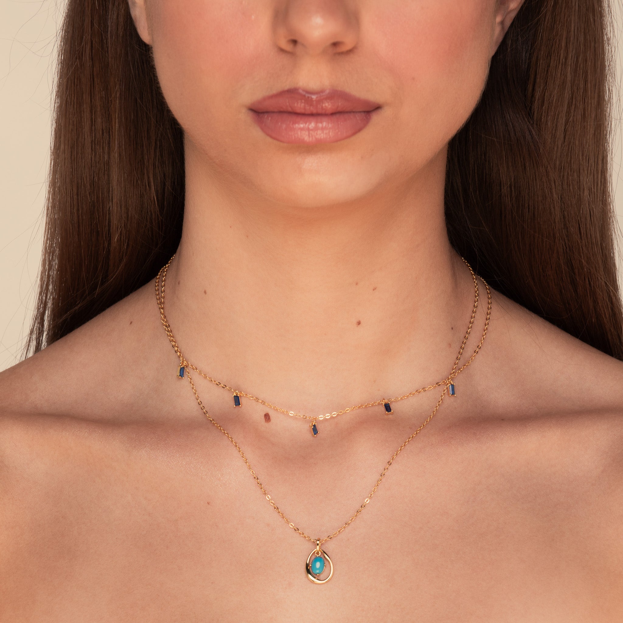 Harmony Oval Turquoise Necklace Gold