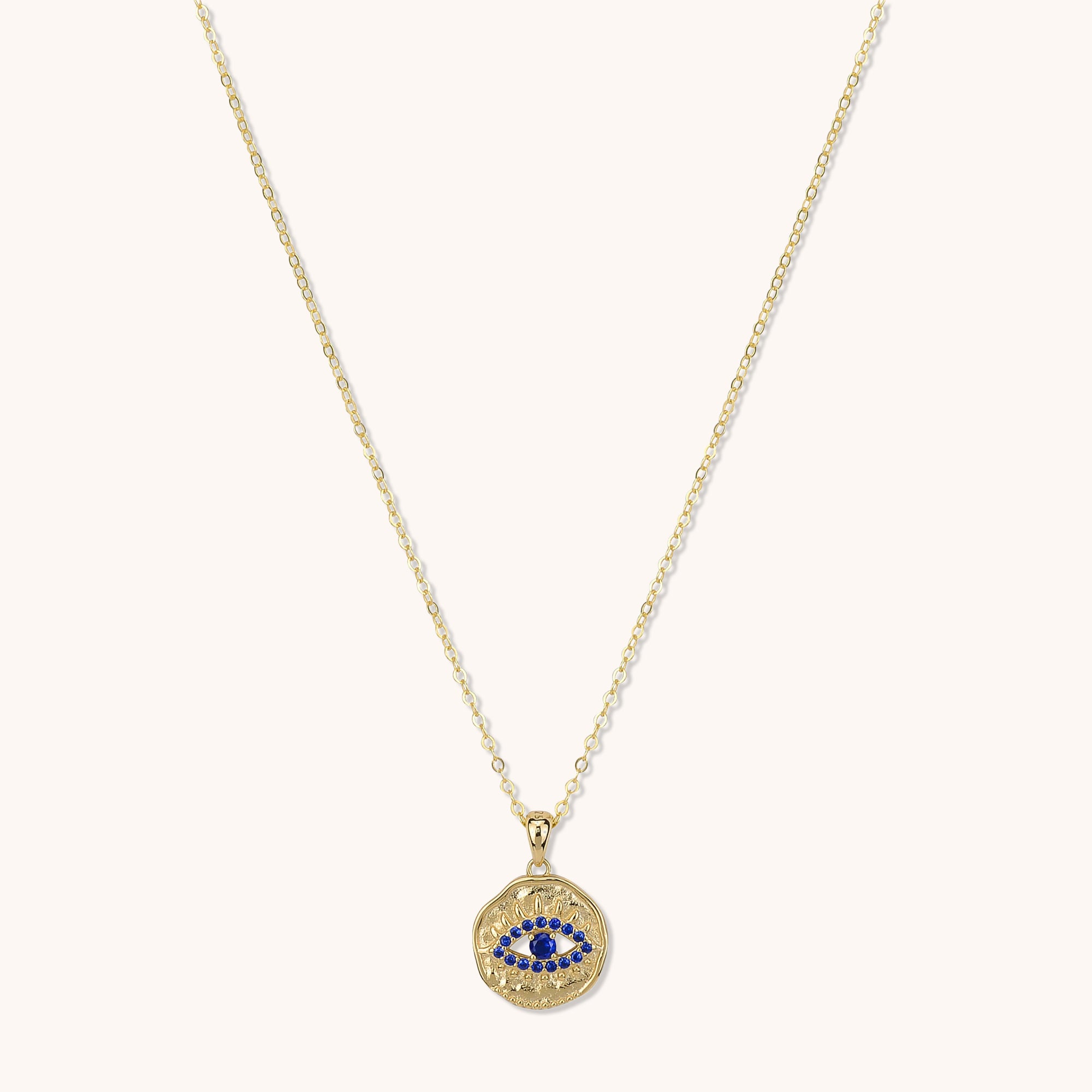 Evil Eye Cut Out Sapphire Necklace Gold