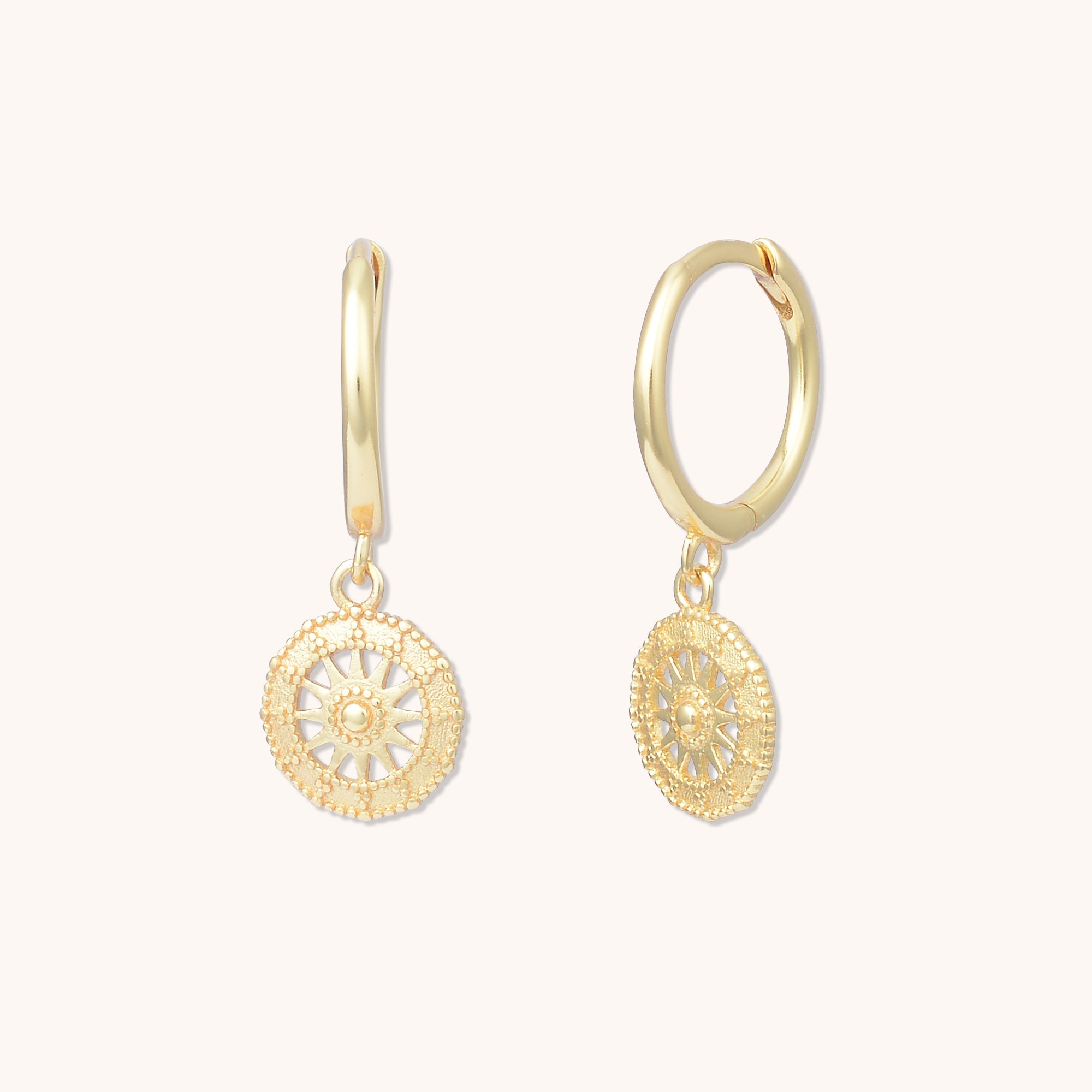 Helios Sun Huggies Earrings Gold