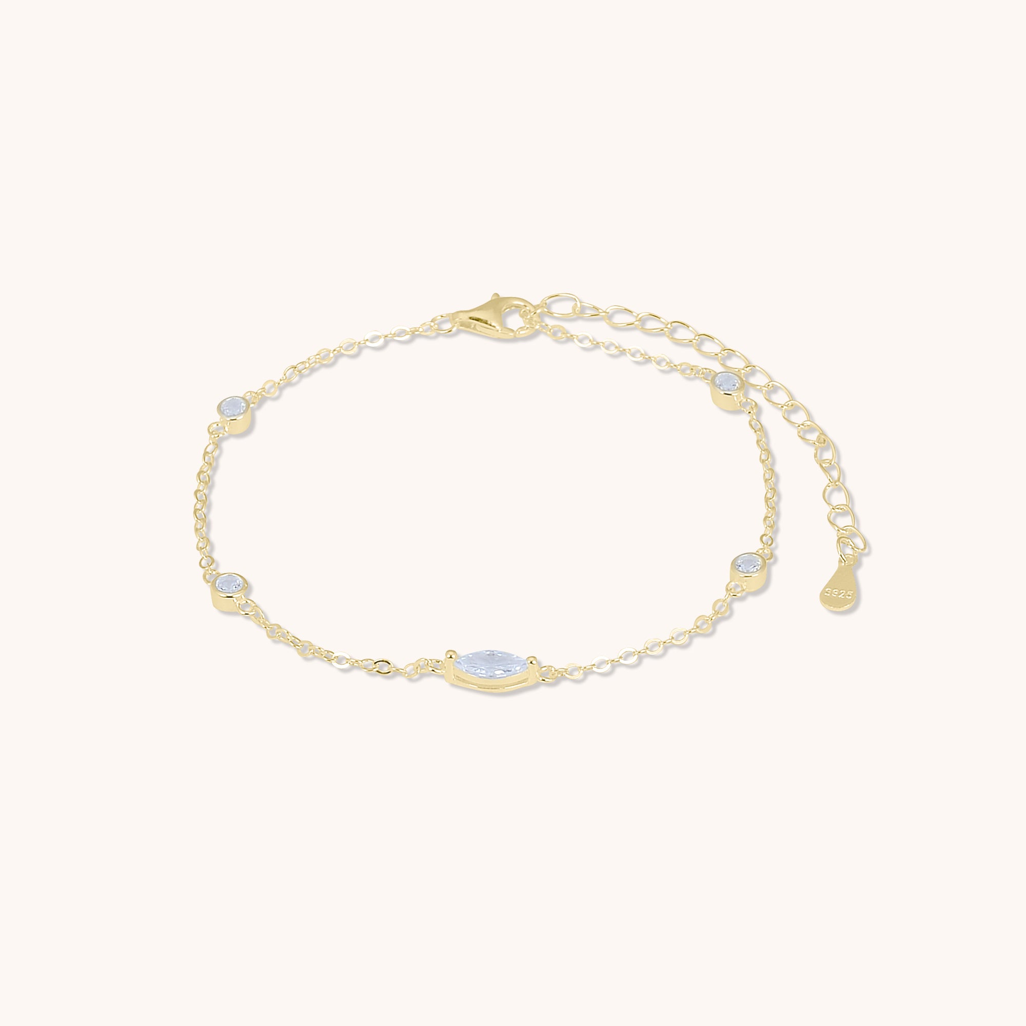 Marquise Station Bracelet Gold