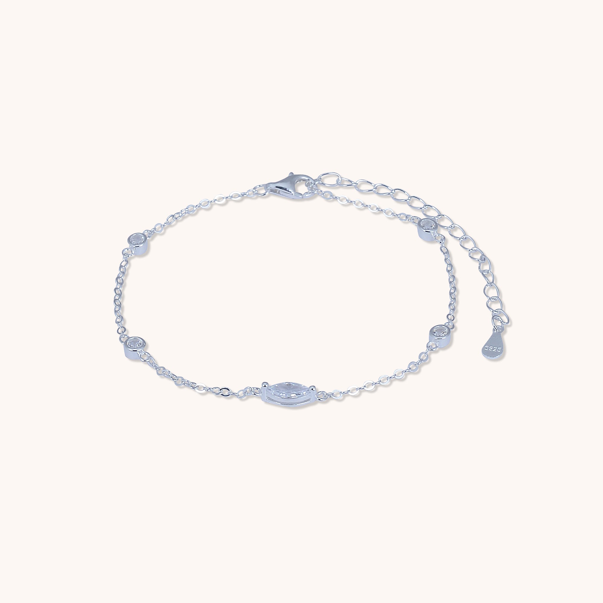 Marquise Station Bracelet Silver