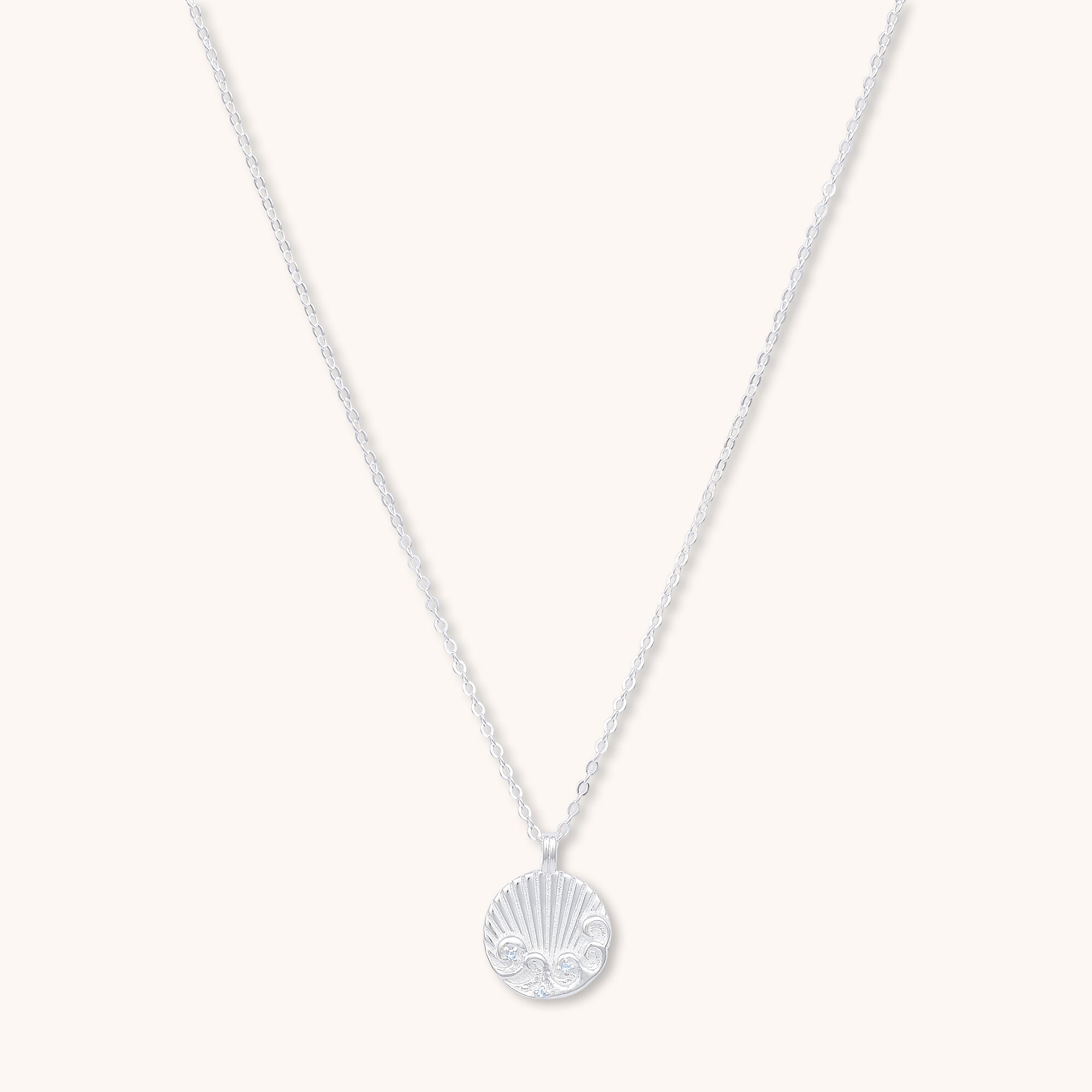 Water Element Medallion Necklace Silver