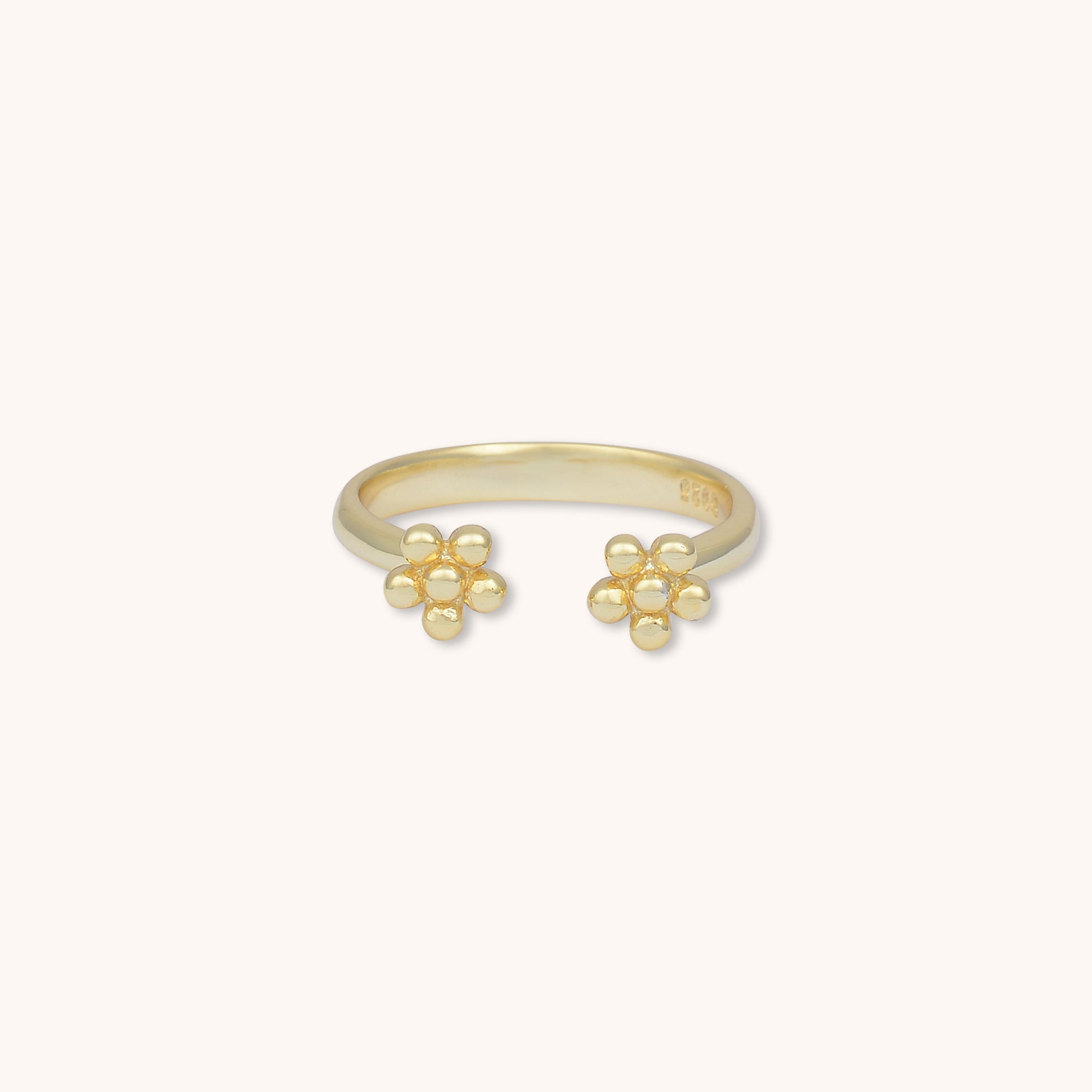 Flower Ball Open Ring Gold