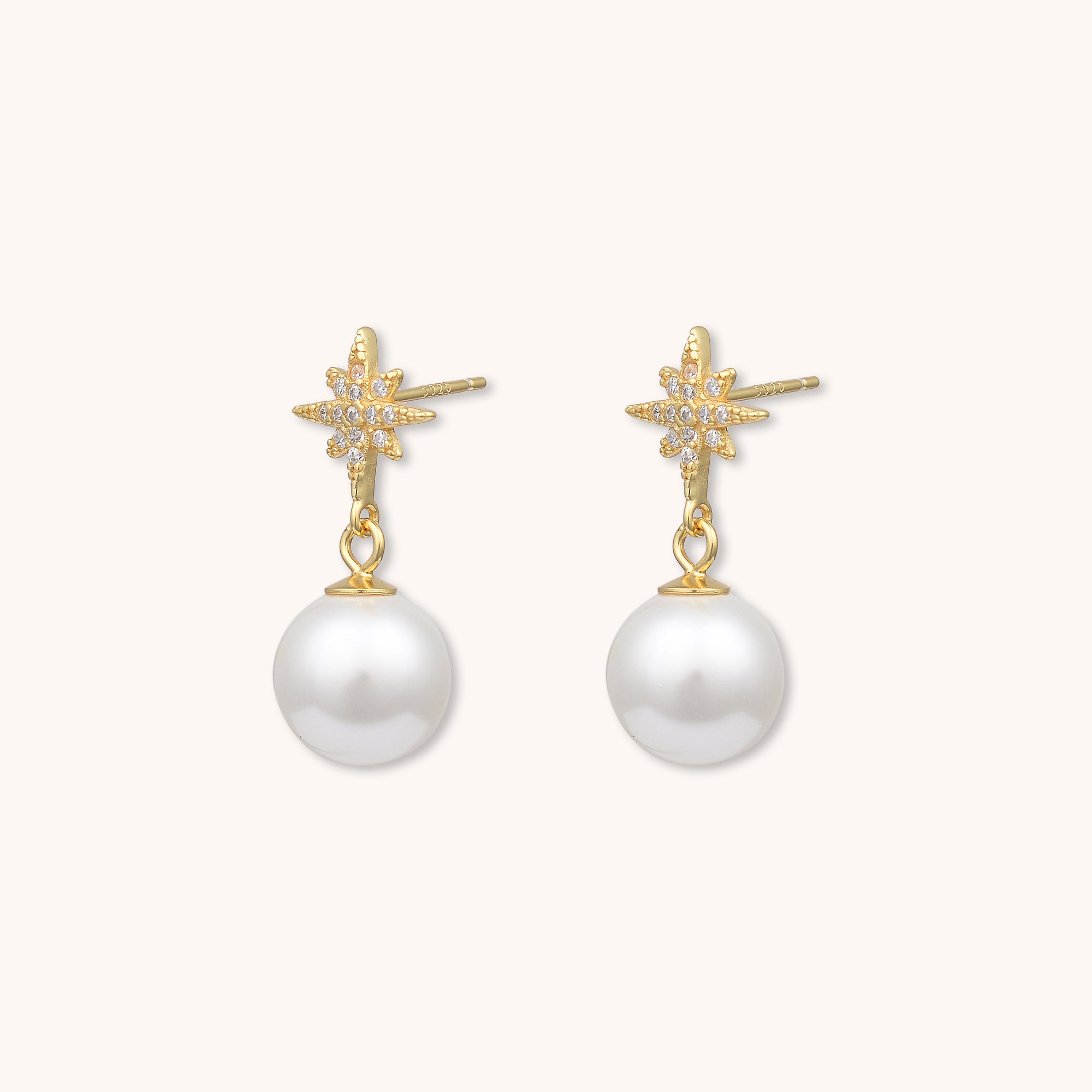 Starlight Pearl Drop Stud Earrings Gold